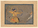 Sultan ‘Ali ‘Adil Shah II Slays a Tiger, Bombay Painter (probably Abdul Hamid Naqqash), Ink, opaque watercolor, gold, and probably lapis-lazuli pigment on paper