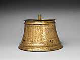 Candlestick Base, Brass; engraved and inlaid with silver