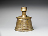 Candle Stick, Brass; engraved and inlaid with silver