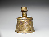 Candle Stick, Brass; engraved and inlaid with silver