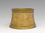 Candlestick, Brass; engraved and inlaid with silver