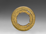 Candlestick, Brass; engraved and inlaid with silver