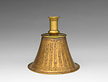 Candlestick, Brass; originally inlaid with silver