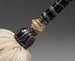 Banded Agate and Gem-Set Fly-Whisk, Handle: Banded agate, carnelian and sard, rubies, pearl
Tail: Yak hair