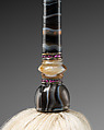 Banded Agate and Gem-Set Fly-Whisk, Handle: Banded agate, carnelian and sard, rubies, pearl
Tail: Yak hair