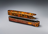Pen Box Depicting Shaykh San'an and the Christian Maiden, attributed to Muhammad Isma&#39;il Isfahani (Iranian, 1814–1892), Papier-maché; painted, gilded, and varnished