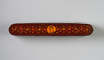 Pen Box Depicting Shaykh San'an and the Christian Maiden, attributed to Muhammad Isma&#39;il Isfahani (Iranian, 1814–1892), Papier-maché; painted, gilded, and varnished