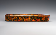 Pen Box Depicting Shaykh San'an and the Christian Maiden, attributed to Muhammad Isma&#39;il Isfahani (Iranian, 1814–1892), Papier-maché; painted, gilded, and varnished