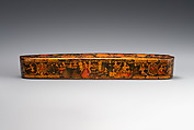 Pen Box Depicting Shaykh San'an and the Christian Maiden, attributed to Muhammad Isma&#39;il Isfahani (Iranian, 1814–1892), Papier-maché; painted, gilded, and varnished
