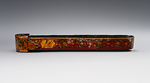Pen Box Depicting Shaykh San'an and the Christian Maiden, attributed to Muhammad Isma&#39;il Isfahani (Iranian, 1814–1892), Papier-maché; painted, gilded, and varnished