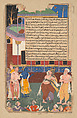 Dhritarashtra Attacks the Statue of Bhima, Folio from a Razmnama (Book of Wars), Opaque color and gold on paper