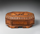 Carved Wooden Box, Pear wood; lined with silk