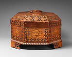 Carved Wooden Box, Pear wood; lined with silk