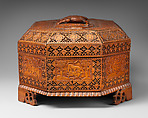 Carved Wooden Box, Pear wood; lined with silk