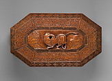 Carved Wooden Box, Pear wood; lined with silk