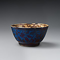 Cup, Stonepaste; luster-painted on opaque blue glaze (exterior) and white glaze (interior)
