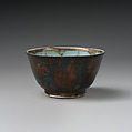 Cup, Stonepaste; luster-painted on opaque light blue glaze and white glaze (rim)