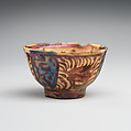 Cup, Stonepaste; luster-painted on opaque blue and white glaze under transparent colorless glaze