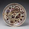 Dish, Stonepaste; luster-painted on opaque white glaze under transparent colorless glaze