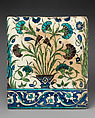 Tile, Stonepaste; painted and glazed