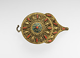 Girdle Clasp, Gold, coral, turquoise, glass?