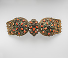 Girdle Clasp, Gold, coral, turquoise, pearl