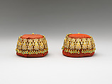 Pair of Jeweled Anklets (Paijeb), Gold with inset jewels