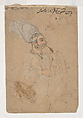 Portrait of Thakur Zorawar Singh, Black ink in varying dilutions, brush applied with select passages, opaque watercolor with shell gold on paper, black chalk verso on hand-made medium weight bast fibered paper, warqa