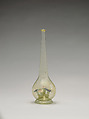 Bottle, Glass; free blown, applied decoration; tooled on the pontil