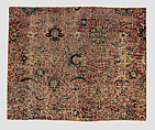 Carpet Fragment, Wool (warp, weft and pile); asymmetrically knotted pile