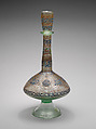 Bottle, Glass; free blown, enameled, and gilded