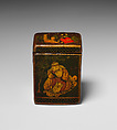Qajar Lacquer Game Box with Thirty Four Bone Playing Cards, Box: Papier-mache; painted and varnishedCards: Bone with opaque watercolor