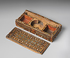 Marquetry Box for Weighing Scales, Wood; inlaid with bone, metal, and pigment
