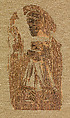 Embroidered Textile with Three Saints, Cotton; embroidered in gold wrapped thread and silk