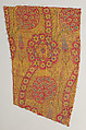 Silk Fragment with Wavy-vine Pattern on Green Ground, Silk, metal wrapped thread; lampas (kemha)