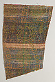 Silk Fragment with Wavy-vine Pattern on Green Ground, Silk, metal wrapped thread; lampas (kemha)