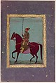 Equestrian Portrait of Aurangzeb, Opaque watercolor on paper