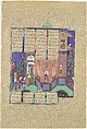 "Rudaba's Maids Return to the Palace", Folio 71v from the Shahnama (Book of Kings) of Shah Tahmasp, Abu&#39;l Qasim Firdausi (Iranian, Paj ca. 940/41–1020 Tus), Opaque watercolor, ink, silver, and gold on paper