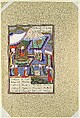 "Buzurjmihr Masters the Hindu Game of Chess", Folio 639v from the Shahnama (Book of Kings) of Shah Tahmasp, Abu&#39;l Qasim Firdausi (Iranian, Paj ca. 940/41–1020 Tus), Opaque watercolor, ink, silver, and gold on paper