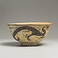 Bowl, Stonepaste; painted in blue and black under transparent glaze