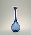 Bottle, Glass; dip molded with applied decoration, tooled on the pontil