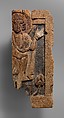 Fragmentary Carved Panel with a Saint, Wood; carved, originally painted