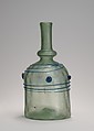 Bottle with Blue Trails, Glass; mold-blown with applied decoration