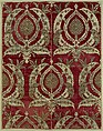 Rectangular Textile Fragment, Silk, metal wrapped thread; cut and voided velvet, brocaded