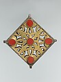 Pectoral Ornament, Silver, fire-gilded, with decorative wire, openwork, and table-cut carnelians