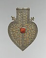 Cordiform Pendant, Silver, carnelian
