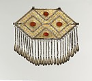 Pectoral Ornament, Silver; fire-gilded, with stamping, decorative wire, openwork, wire chains with embossed pendants, and table-cut carnelians