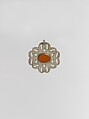Pectoral Disc Ornament, Silver with openwork and table cut carnelian