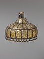 Boy's or Girl's Cap, Silver; fire-gilded and repoussé with openwork and beaded stamped decoration, table cut carnelian, embossed pendants, and perforated terminations.