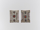 Comb, Wood and silver; chased, with table-cut and cabochon carnelians and turquoise beads